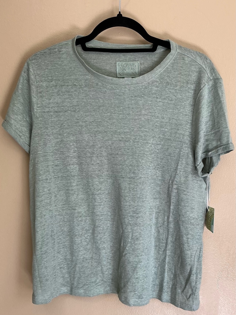 Sigrid Olsen Light Sage Short Sleeve Crew Neck Tee